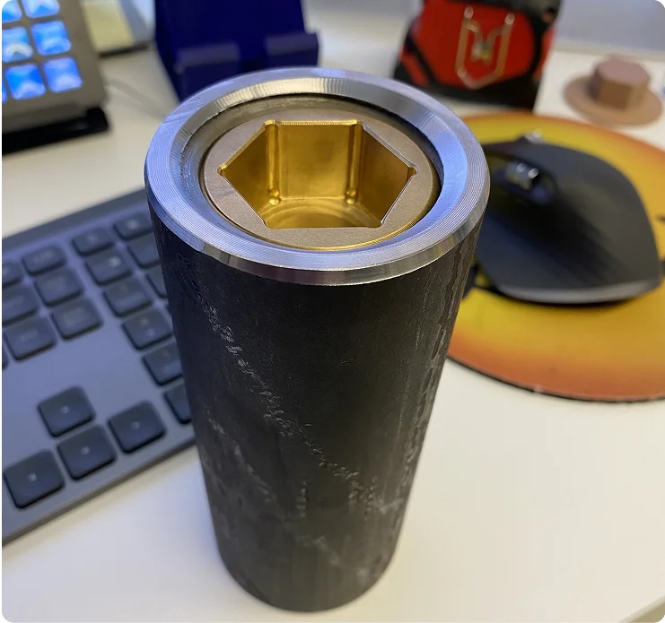 Caps installed on threaded rods