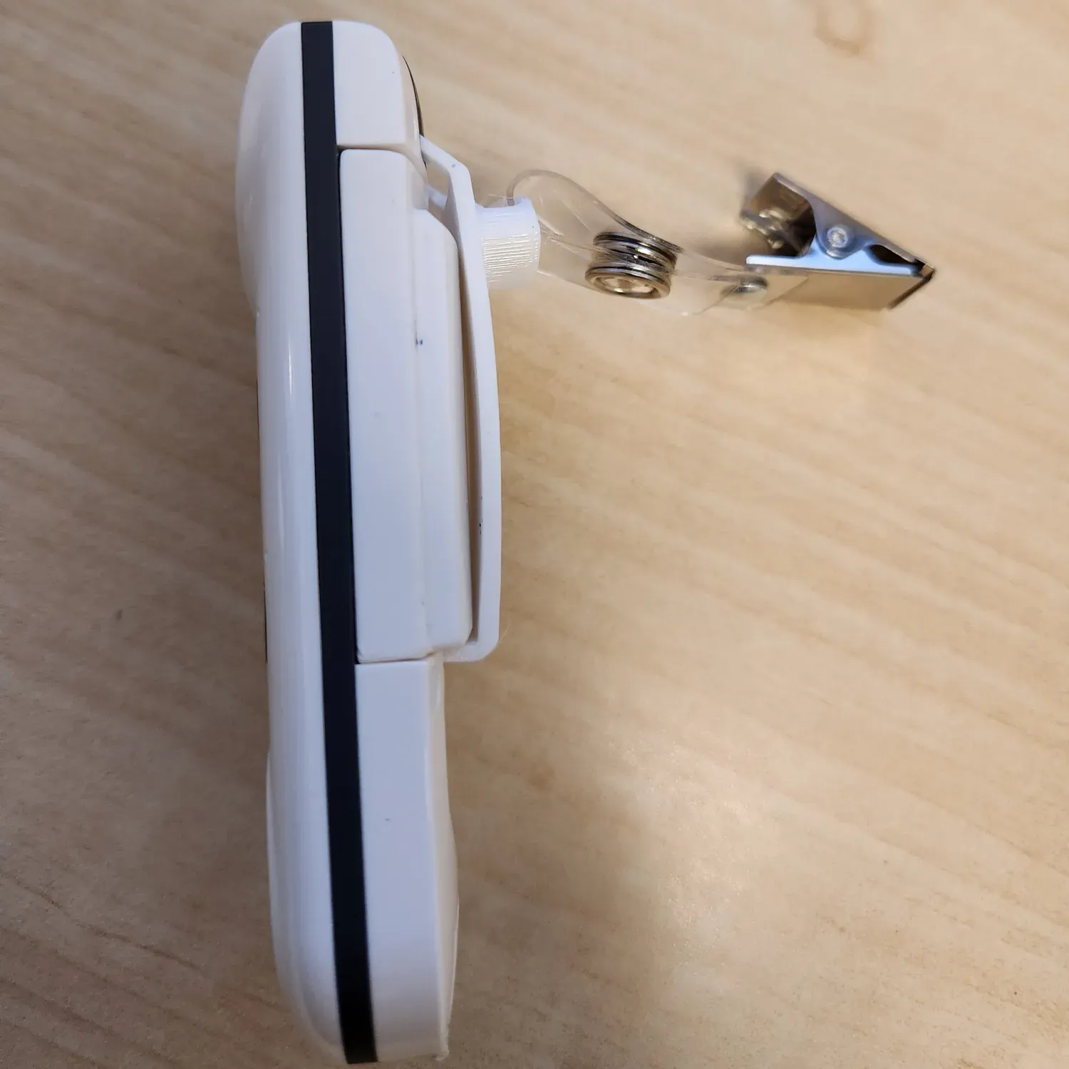 Vocera pager with custom clip installed